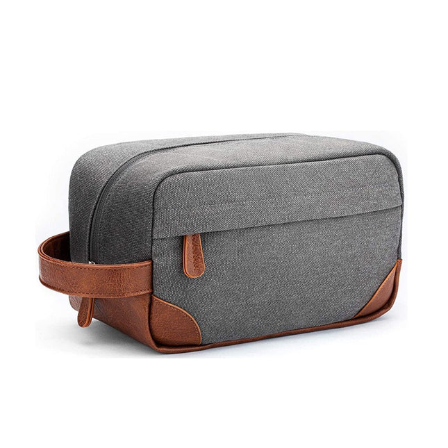 Grey And Brown Men's Canvas Toiletry Bag