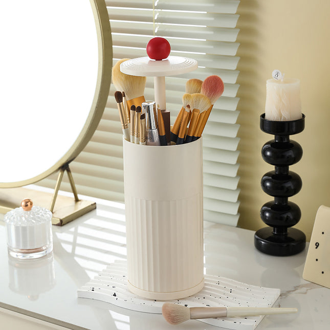 Beige Automatic Lifting Makeup Brush Holder
