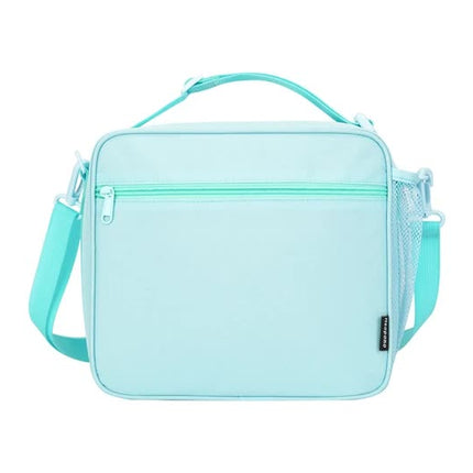 Blue Sparkling Rainbow Heart Insulated Lunch Bag for Kids - Portable School Lunch Box with Shoulder Strap