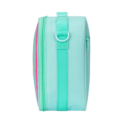 Pink Sparkling Rainbow Heart Insulated Lunch Bag for Kids – hardware detail