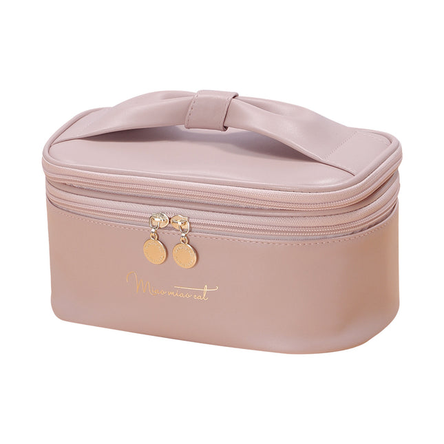 Pink Stylish PU Leather Makeup Bag