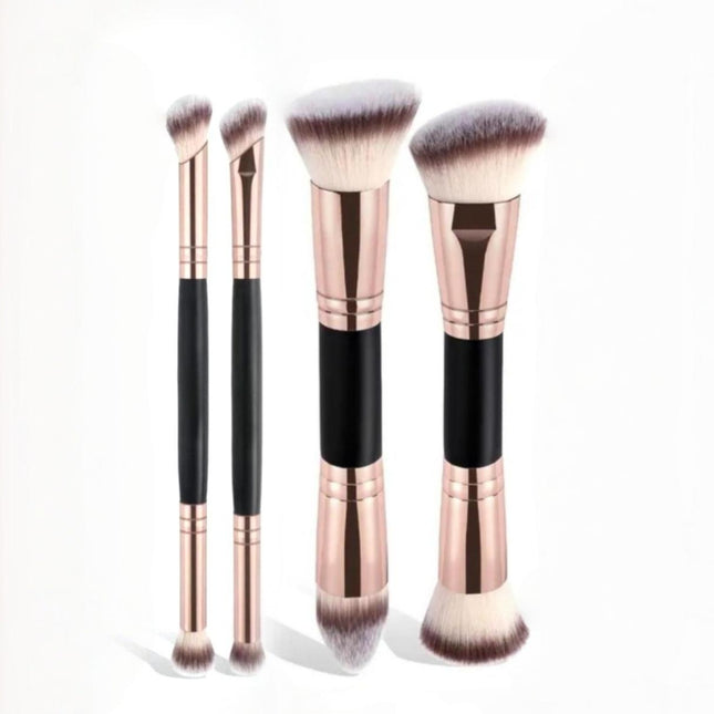 Black and Glod Versatile 4pc Dual-Ended Makeup Brush Set