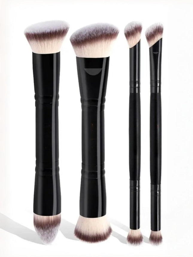 Black Versatile 4pc Dual-Ended Makeup Brush Set