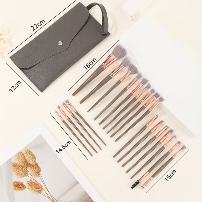 Brown and Glod Complete 20-Piece Makeup Brush Set with Travel Pouch – product detail