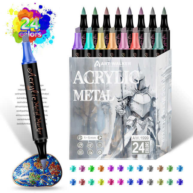 Colorful 24 Colors Dual Tip Metallic Acrylic Paint Pens
