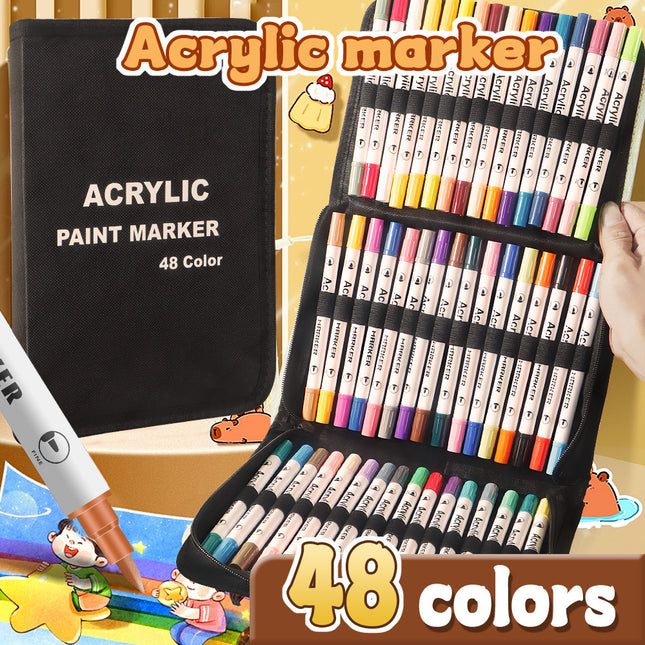 Colorful 48 Colors Dual Tip Acrylic Paint Marker Pens Set – product detail