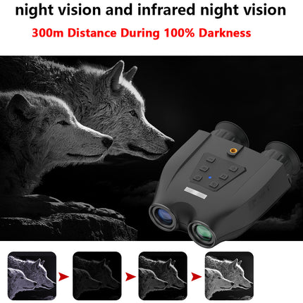 Black Professional HD Digital Night Vision Binoculars - 6X Optical Zoom, IR Illumination, Record 2.5K Video & 48MP Photos