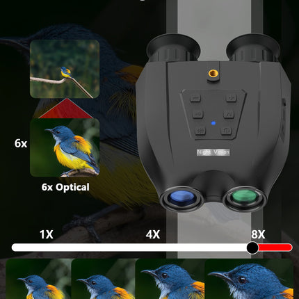 Black Professional HD Digital Night Vision Binoculars - 6X Optical Zoom, IR Illumination, Record 2.5K Video & 48MP Photos