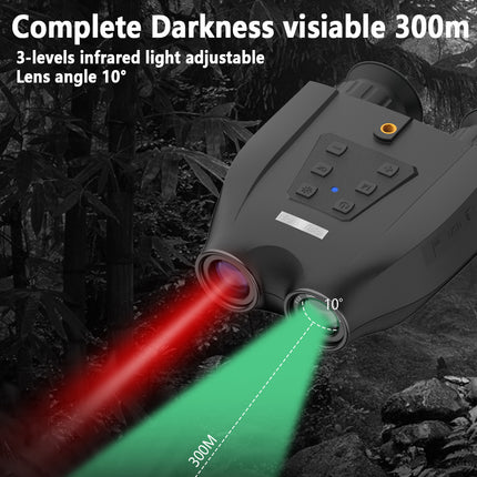 Black Professional HD Digital Night Vision Binoculars - 6X Optical Zoom, IR Illumination, Record 2.5K Video & 48MP Photos