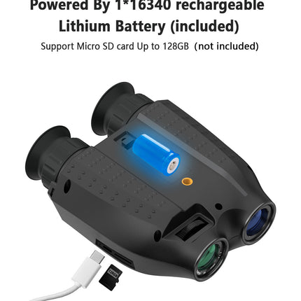 Black Professional HD Digital Night Vision Binoculars - 6X Optical Zoom, IR Illumination, Record 2.5K Video & 48MP Photos