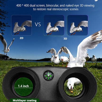 Red Professional HD Digital Night Vision Binoculars - 6X Optical Zoom, IR Illumination, Record 2.5K Video & 48MP Photos