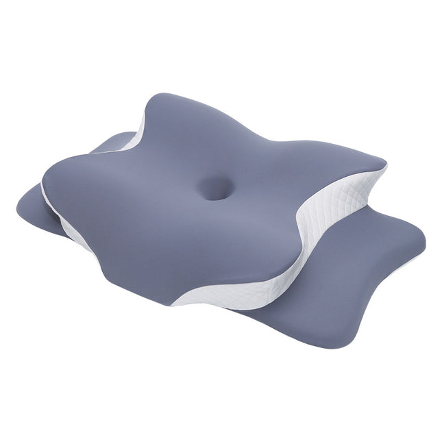 Blue and White Ergonomic Butterfly Memory Foam Pillow