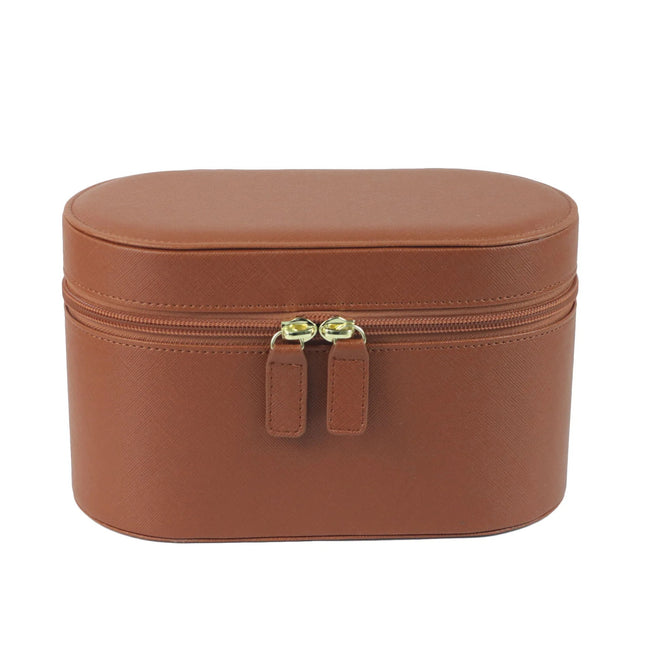 Brown Elegant PU Leather Makeup & Toiletry Bag