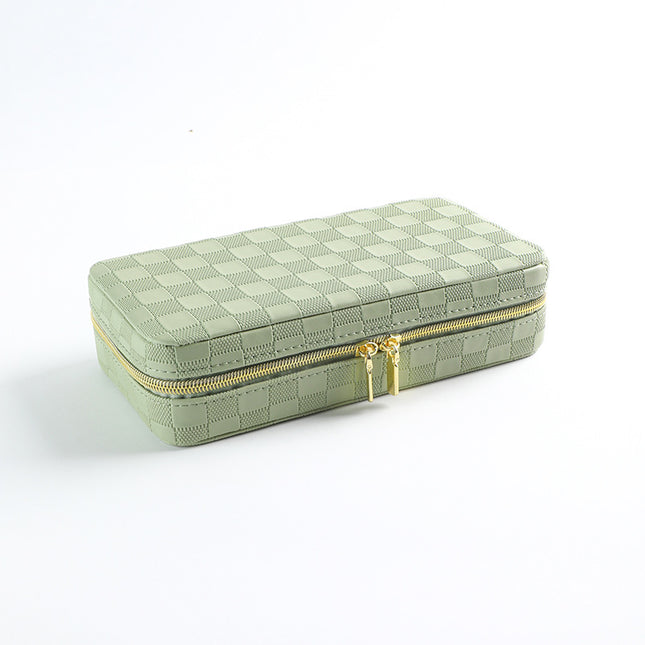 Green Stylish PU Leather Travel Jewellery Box