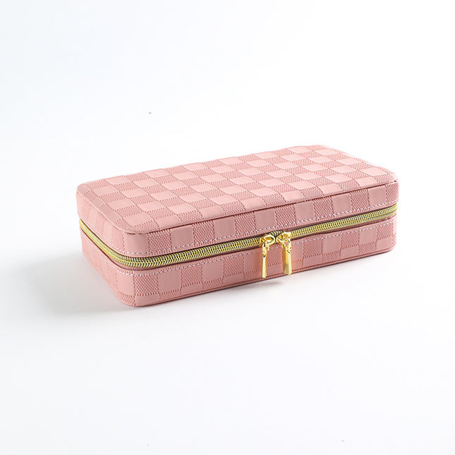 Pink Stylish PU Leather Travel Jewellery Box