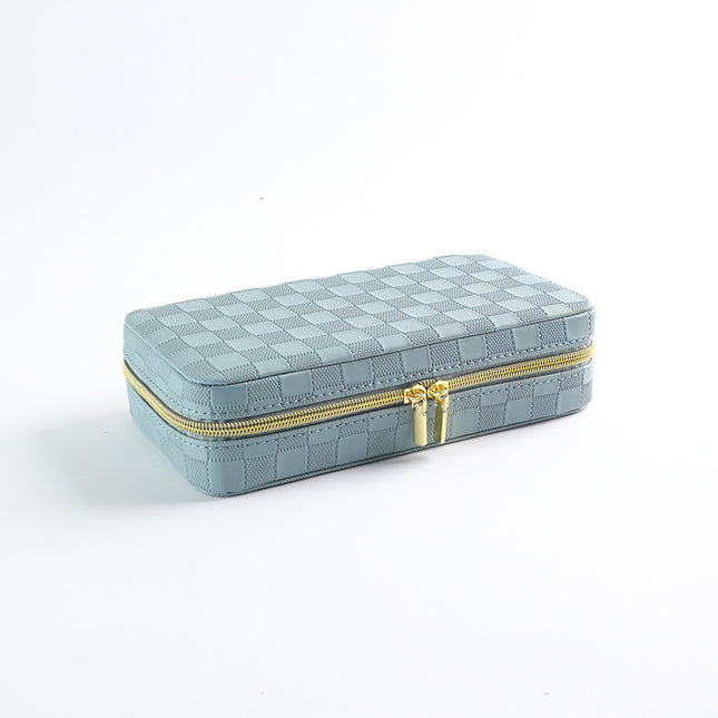 Blue Stylish PU Leather Travel Jewellery Box