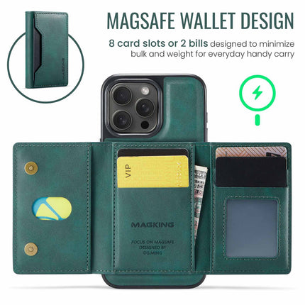 Black Premium MagSafe Wallet Case for iPhone 16 Pro - Detachable PU Leather Magnetic Card Holder