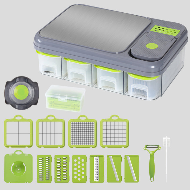 Green And Grey Ultimate 12-in-1 Multi-Functional Vegetable Slicer Dicer Chopper