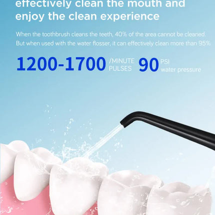 Black Advanced Portable Water Flosser - Rechargeable Oral Irrigator, IPX7 Waterproof, 4 Cleaning Modes for Deep Dental Care