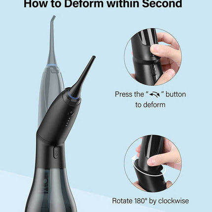 White Advanced Portable Water Flosser - Rechargeable Oral Irrigator, IPX7 Waterproof, 4 Cleaning Modes for Deep Dental Care