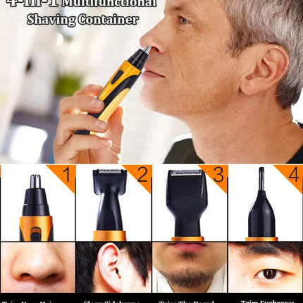 Purple and Black Versatile 4-in-1 USB Rechargeable Men's Grooming Kit - Precision Nose, Ear, Eyebrow Trimmer & Detail Shaver