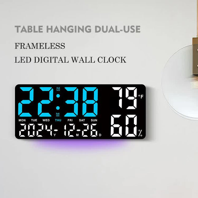 Black Background With White Light Sleek Large LED Digital Wall & Desk Clock – product detail