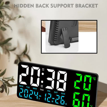 Black Background With White Light Sleek Large LED Digital Wall & Desk Clock – shape and profile