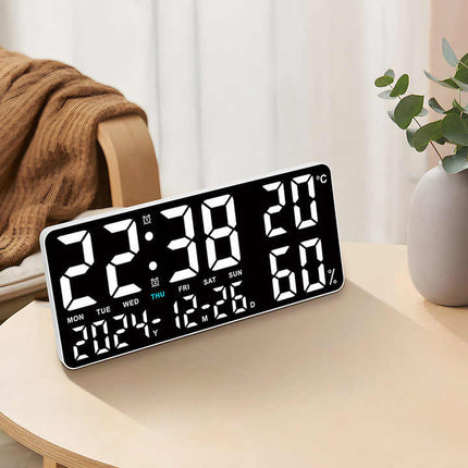 Black Background With White Light Sleek Large LED Digital Wall & Desk Clock – additional product detail