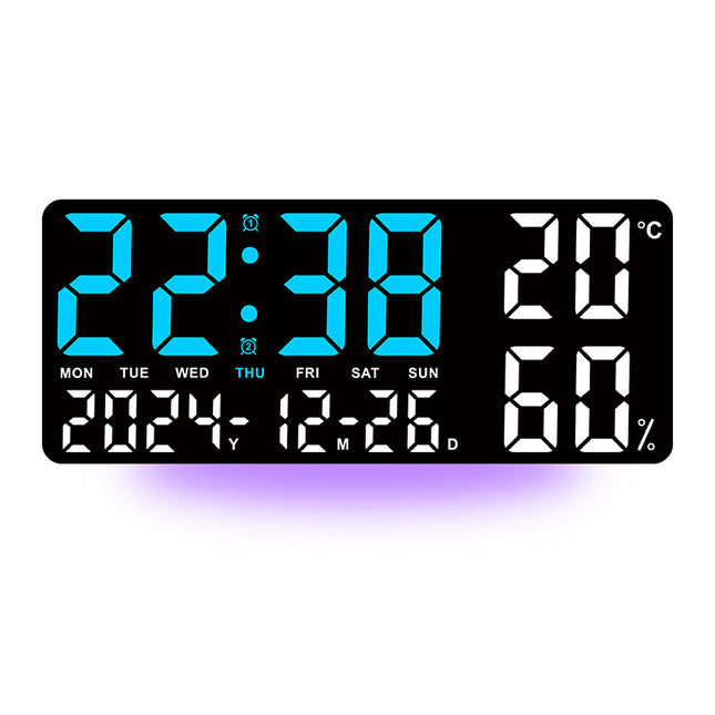 Black Background With Blue and White Light Sleek Large LED Digital Wall & Desk Clock