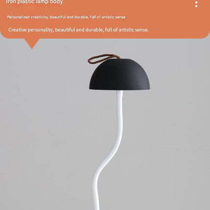 White Sleek Minimalist LED Mushroom Table Lamp - Rechargeable 3-Color Touch Control, Bar & Ambient Light