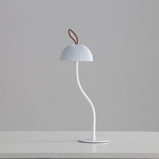 White Three-dimensional stripes Sleek Minimalist LED Mushroom Table Lamp