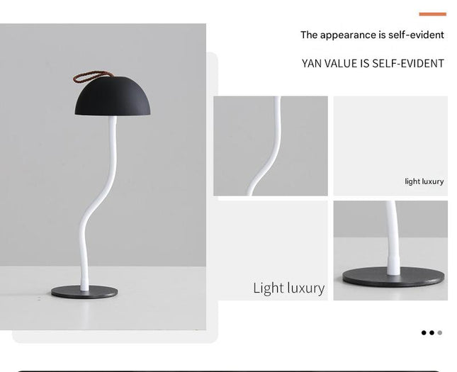 Green Three-dimensional stripes Sleek Minimalist LED Mushroom Table Lamp – product detail