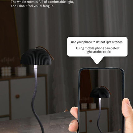 Green Three-dimensional stripes Sleek Minimalist LED Mushroom Table Lamp - Rechargeable 3-Color Touch Control, Bar & Ambient Light