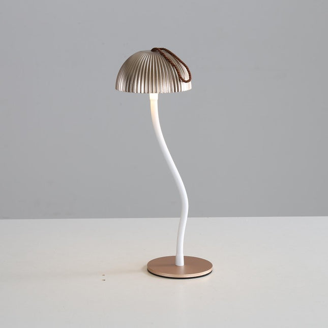 Gold Three-dimensional stripes Sleek Minimalist LED Mushroom Table Lamp