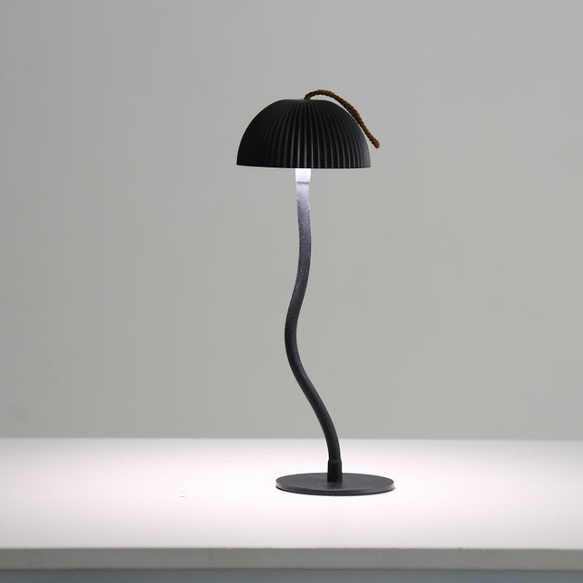 Black Three-dimensional stripes Sleek Minimalist LED Mushroom Table Lamp