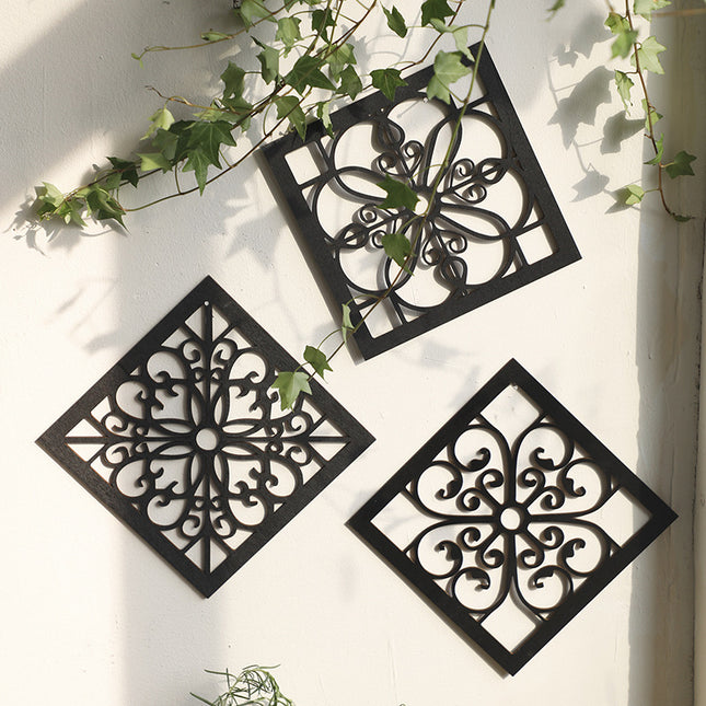 Black Set of 4 Intricate Black Wooden Wall Art Panels – product detail