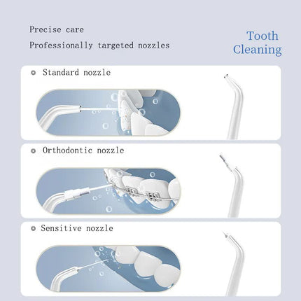 White Advanced Portable Water Flosser - USB Rechargeable Cordless Oral Irrigator, 3 Modes, IPX7 Waterproof for Travel & Home