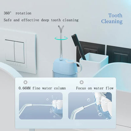 Blue Advanced Portable Water Flosser - USB Rechargeable Cordless Oral Irrigator, 3 Modes, IPX7 Waterproof for Travel & Home