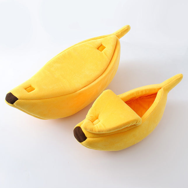 Yellow Cozy Banana Peel Pet Bed