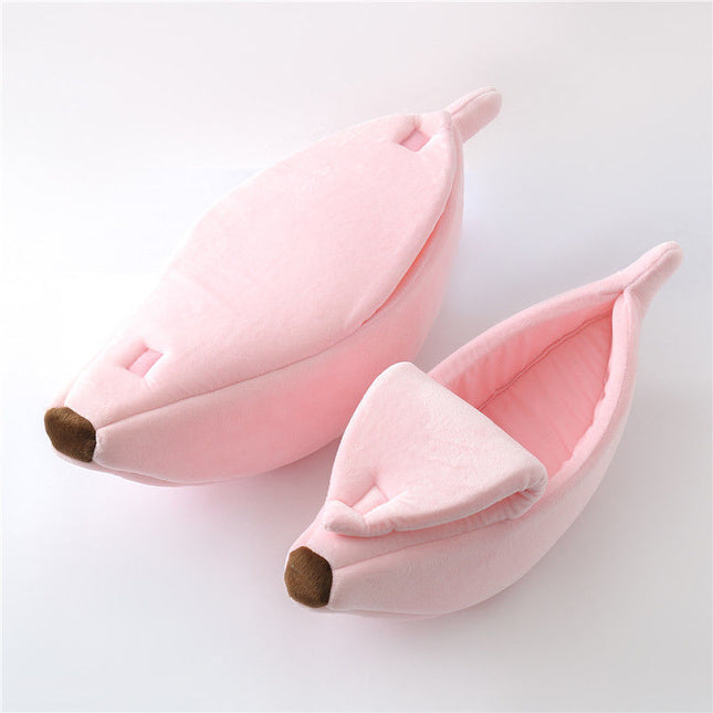 Pink Cozy Banana Peel Pet Bed