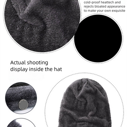 Black Men's 5-Piece Winter Essentials Set -  Lined Beanie Hat, Neck Warmer, Touchscreen Gloves & 2 Pairs Thermal Socks
