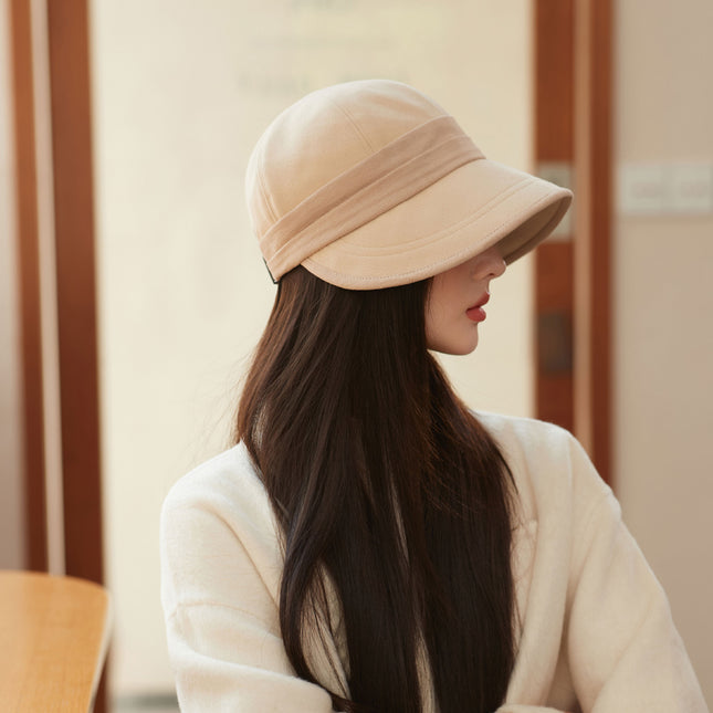 Beige Elegant Warm Bucket Hat