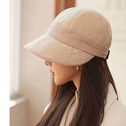 Coffee Elegant Warm Bucket Hat - Minimalist Color Block Design, Face-Slimming Style for Autumn & Winter