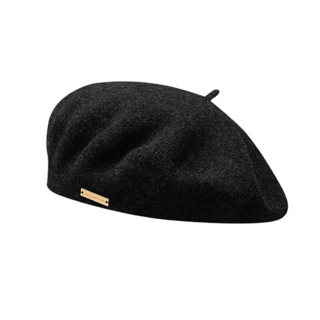 Black Elegant Wool Beret