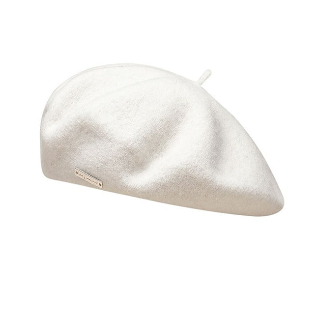 White Elegant Wool Beret