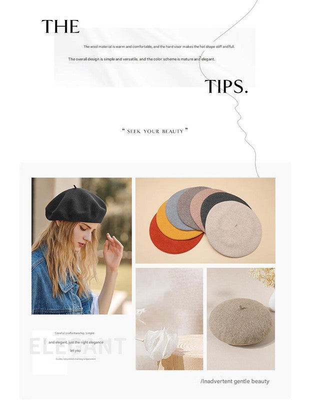White Elegant Wool Beret – product detail