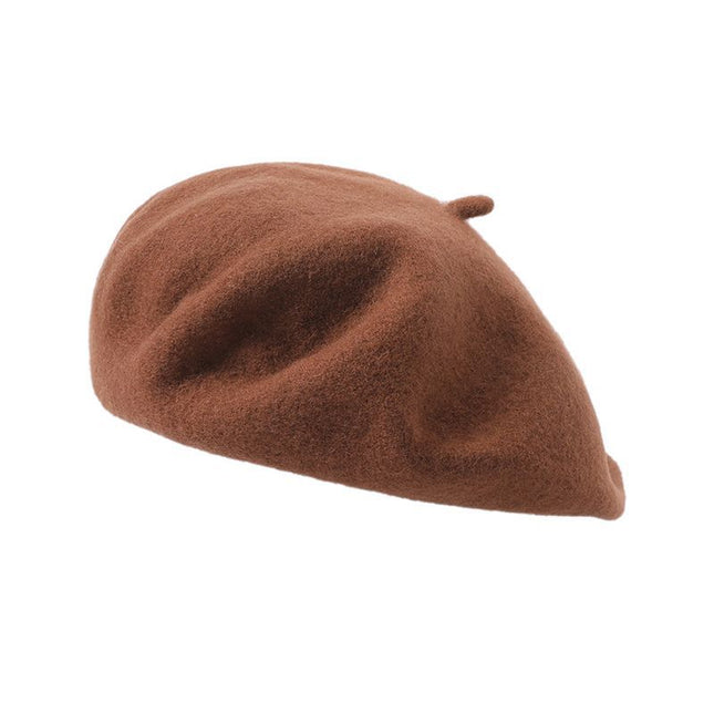 Brown Elegant Wool Beret