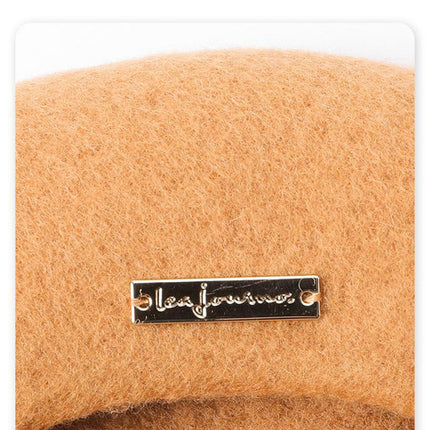 Khaki Elegant Wool Beret - Classic Warm Thick British Style Hat for Autumn & Winter