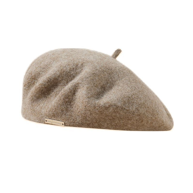 Beige Elegant Wool Beret