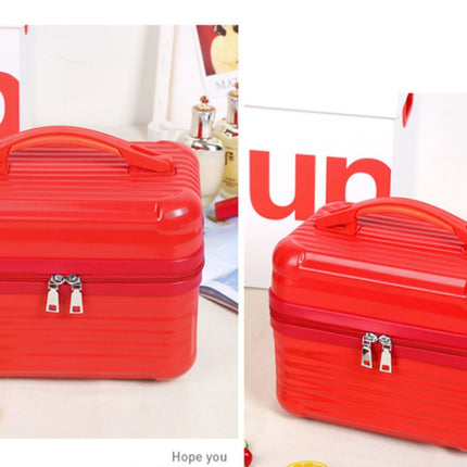 Red Durable Hard Shell Makeup Travel Case - Large Capacity Portable Cosmetic Organizer Box with Handle